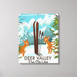 Impressão Em Tela Cartaz de viagem de esqui Deer Valley Park City Ut