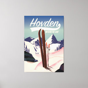 Impressão Em Tela Cartaz de viagem de esqui Hovden Noruega.