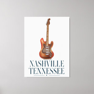 Impressão Em Tela Cartaz de viagem de guitarra de Nashville Tennesse