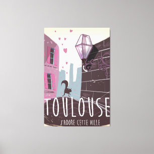 Impressão Em Tela Cartaz de viagem de Toulouse França desenho animad