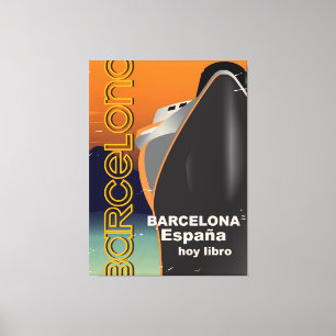 Impressão Em Tela Cartaz de viagem do cruzeiro vintage de Barcelona