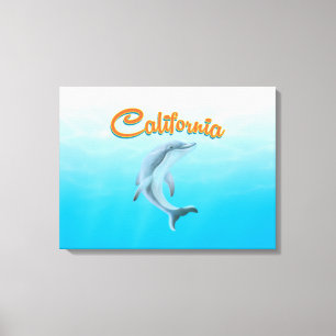 Impressão Em Tela Cartaz de viagem do golfinho vintage da Califórnia