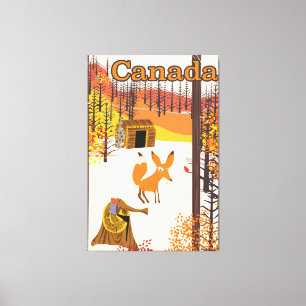 Impressão Em Tela Cartaz de viagem estilo vintage Fox Canadá