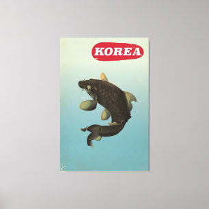 Impressão Em Tela Cartaz de viagem estilo vintage Korea Koi
