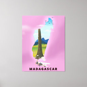 Impressão Em Tela Cartaz de viagem ilustrado de Madagascar