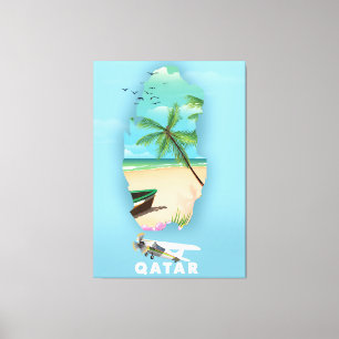 Impressão Em Tela cartaz de viagem ilustrado do Catar
