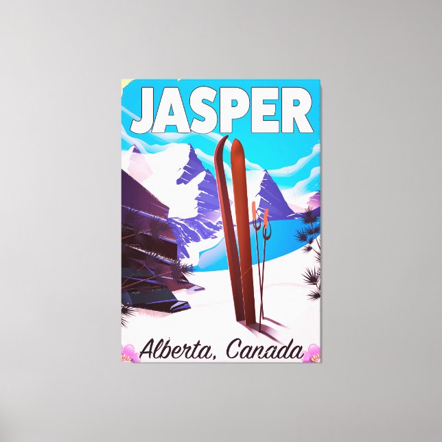 Impressão Em Tela Cartaz de viagem Jasper Alberta Canadá (Frente)