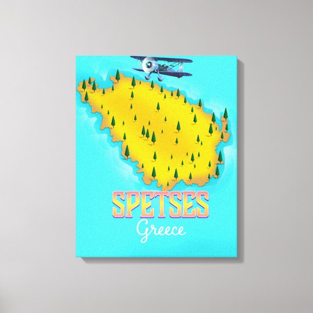 Impressão Em Tela cartaz de viagem mapa da ilha grega de Spetses (Frente)