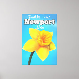 Impressão Em Tela Cartaz de viagem Newport Wales vintage Daffodil