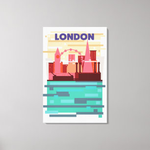 Impressão Em Tela Cartaz de viagem no horizonte de Londres.