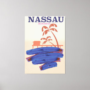 Impressão Em Tela cartaz de viagem praia Nassau Bahamas