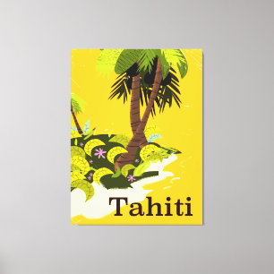 Impressão Em Tela Cartaz de viagem retrô do Taiti