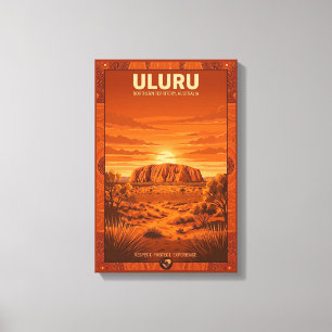 Impressão Em Tela Cartaz de Viagem Uluru Austrália