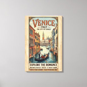 Impressão Em Tela Cartaz de Viagem Veneza Itália Vintage