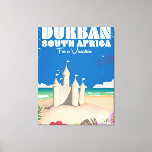 Impressão Em Tela Cartaz de viagem vintage da praia de Durban África