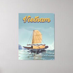 Impressão Em Tela cartaz de viagem vintage de barco de pesca no Viet