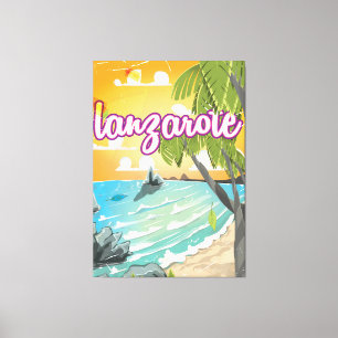 Impressão Em Tela cartaz de viagem vintage de lanzarote cartoon