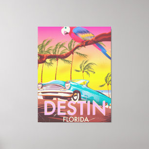 Impressão Em Tela Cartaz de viagem vintage Destin Flórida EUA.