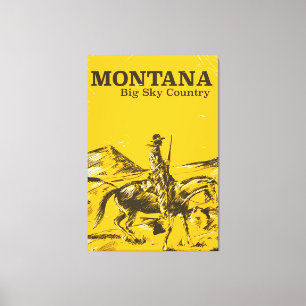 Impressão Em Tela Cartaz de viagem vintage do Montana Big sky Countr