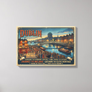 Impressão Em Tela Cartaz de Viagem Vintage Dublin Irlanda