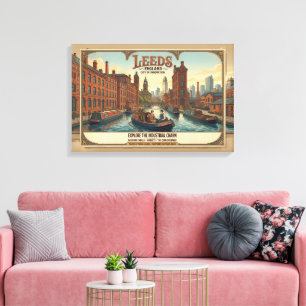 Impressão Em Tela Cartaz de Viagem Vintage Leeds Inglaterra