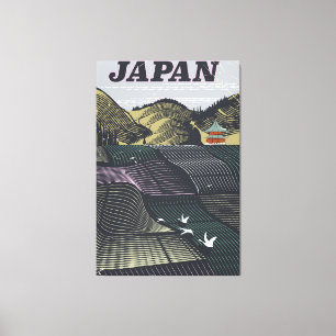 Impressão Em Tela cartaz de viagem vintage paisagem Japão