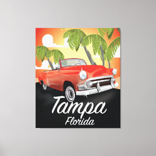 Impressão Em Tela Cartaz de viagem vintage Sepia Tampa Flórida