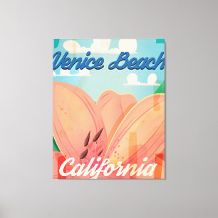 Impressão Em Tela Cartaz de Viagem Vintage Venice Beach Califórnia