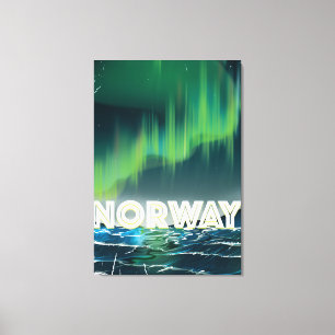 Impressão Em Tela Cartaz de Viagens Noruega Aurora Luzes do Norte