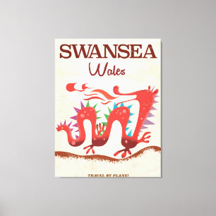 Impressão Em Tela cartaz do dragão de Swansea País de Gales
