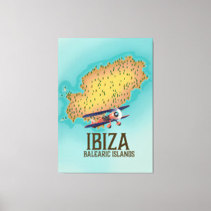 Impressão Em Tela Cartaz do mapa das ilhas Baleares de Ibiza