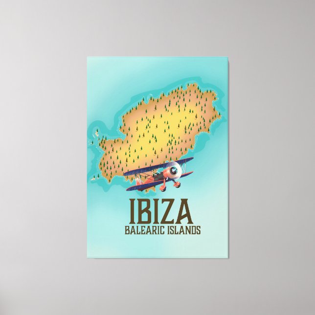 Impressão Em Tela Cartaz do mapa das ilhas Baleares de Ibiza (Frente)