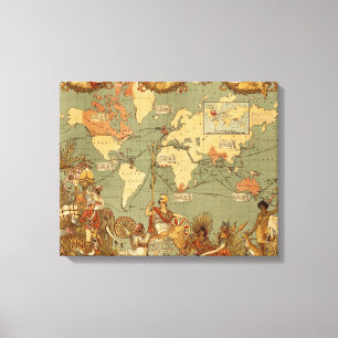 Impressão Em Tela Cartaz do Mapa Mundial do Império Britânico de 188