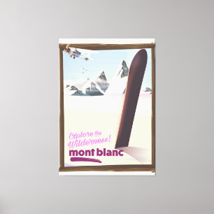 Impressão Em Tela cartaz do viagem da snowboarding do Monte Branco