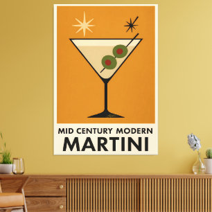 Impressão Em Tela Cartaz Estilo Meados do Século Moderno Martini
