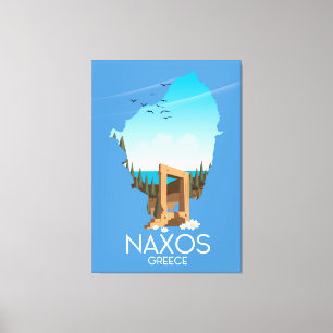 Impressão Em Tela Cartaz grego do viagem do mapa de Naxos