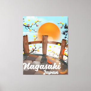 Impressão Em Tela Cartaz japonês de flores de Nagasaki.