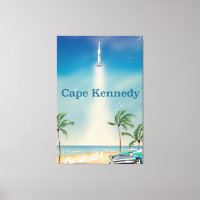 cartaz vintage do foguete Saturno cinco de Cape Ke