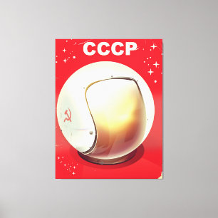 Impressão Em Tela Cartaz vintage vermelho do espaço soviético CCCP