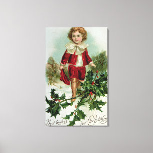 Impressão Em Tela Cartaz vitoriano de Natal representando um menino