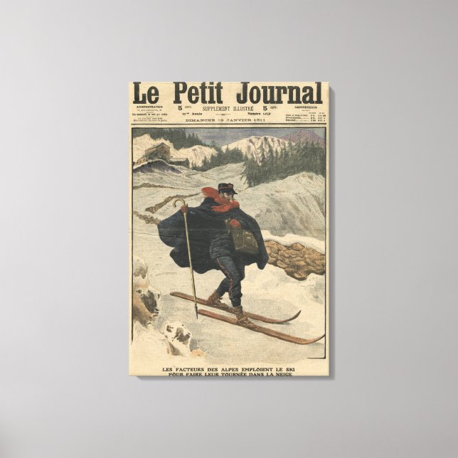 Impressão Em Tela Cartazes alpinos com esqui (Frente)