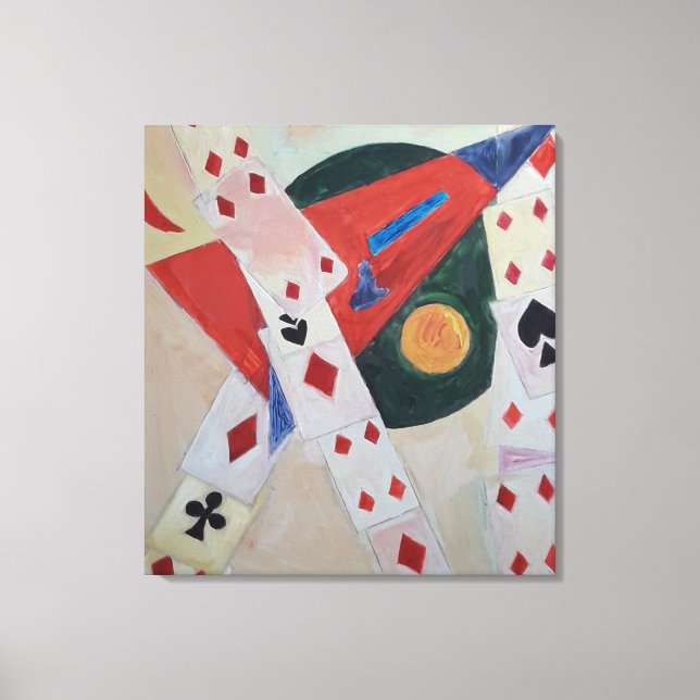 Impressão Em Tela Cartões de Cubismo Vibrantes pintados por Raphael  (Frente)