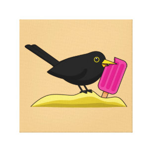 Impressão Em Tela Cartoon Blackbird Comendo Um Sorvete