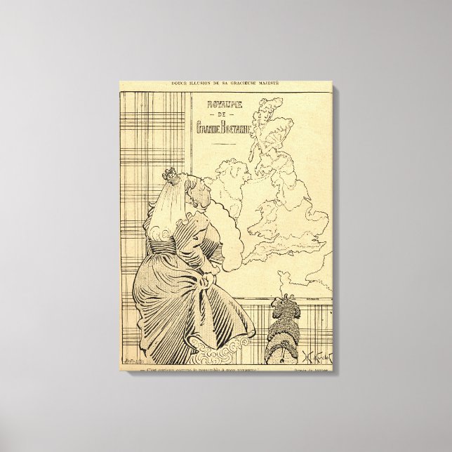 Impressão Em Tela Cartoon da Rainha Vitória de Le Rire (Frente)