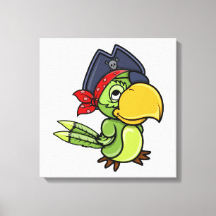 Impressão Em Tela Cartoon Pirate Parrot