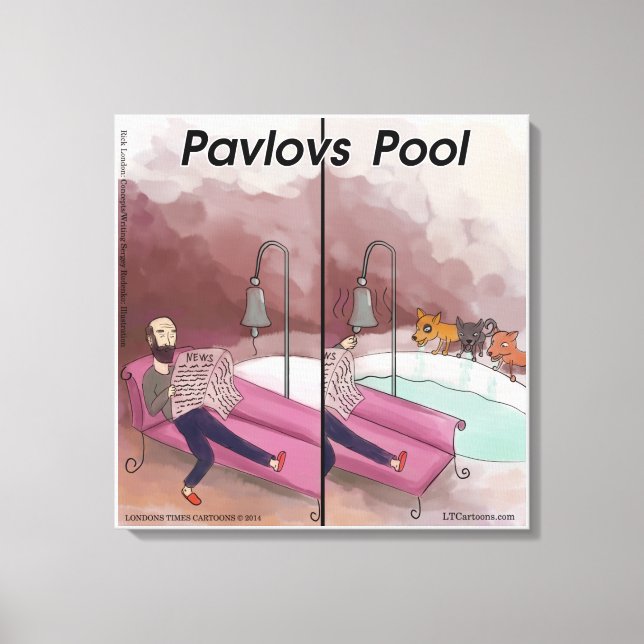Impressão Em Tela Cartoon Piscina Engraçado de Pavlov (Frente)