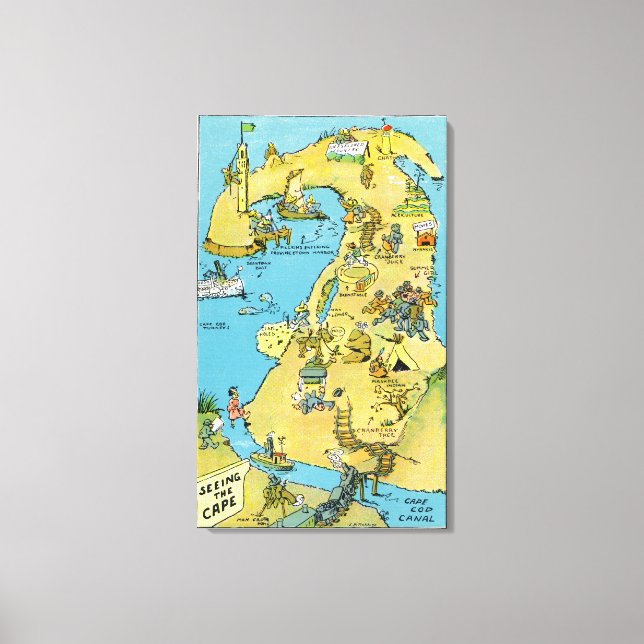 Impressão Em Tela Cartoon points on Cape Cod (Frente)