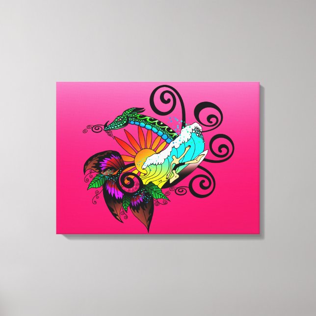 Impressão Em Tela Cartoon Surfer Dude (Frente)