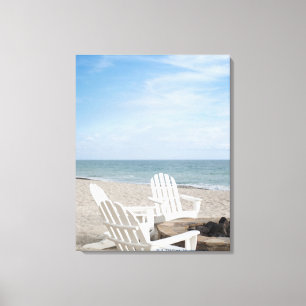 Impressão Em Tela casa beira-mar com cadeiras do adirondack e