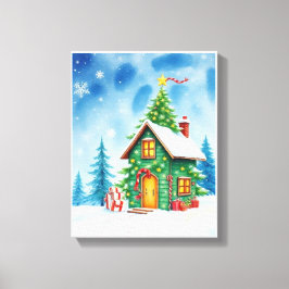 Impressão Em Tela Casa da Árvore de Natal